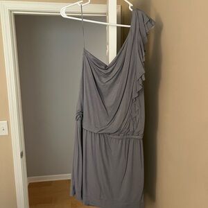 Express Gray Ruched One-Shoulder Cocktail Dress